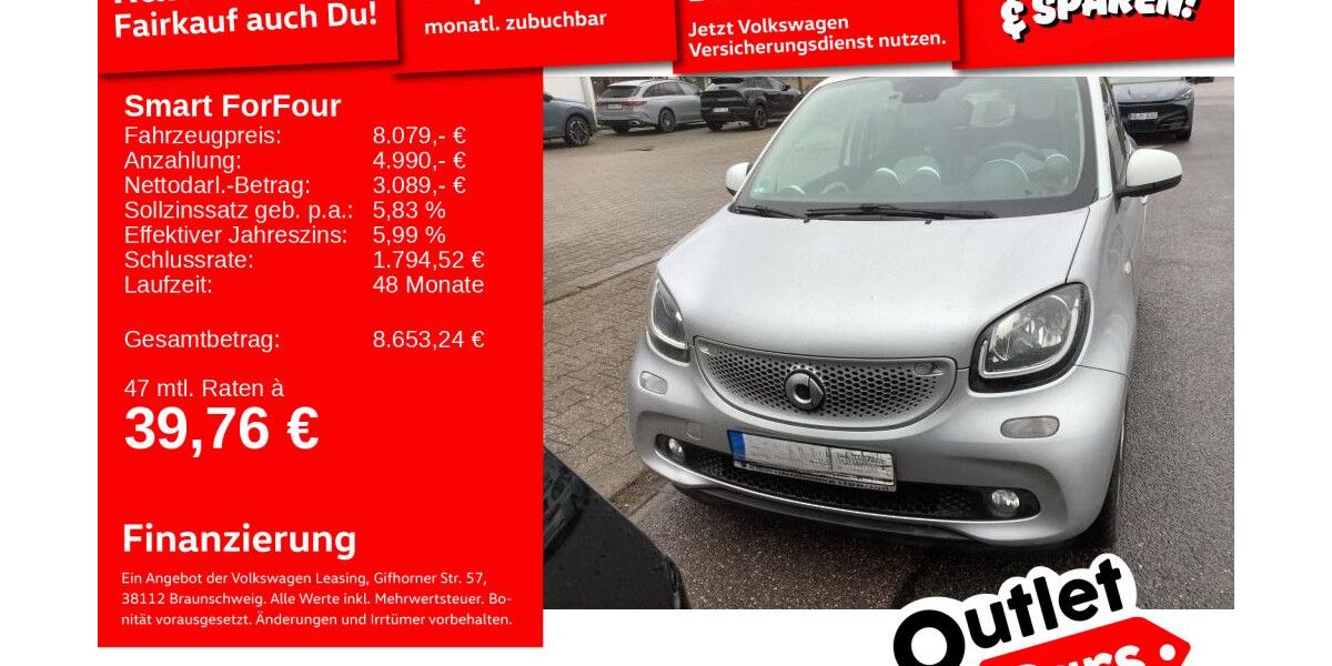 Smart ForFour 90.200 km 7.998 &euro; Mannheim 68309