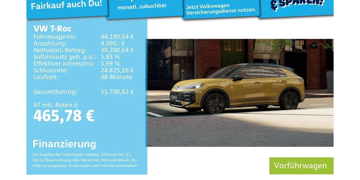 VW T-Roc 9.900 km 41.490 &euro; Mannheim 68309