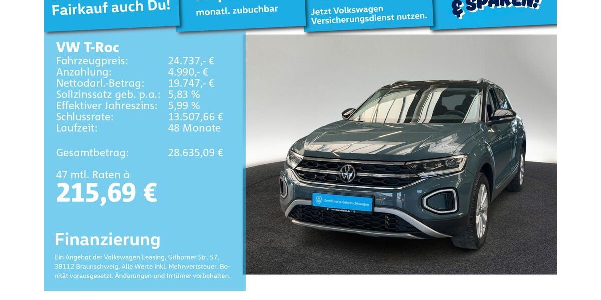 VW T-Roc 43.697 km 24.490 &euro; Mannheim 68309
