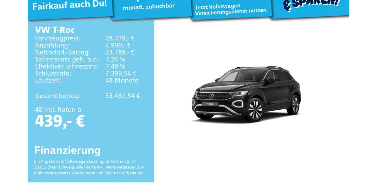 VW T-Roc 25.025 km 28.491 &euro; Mannheim 68309