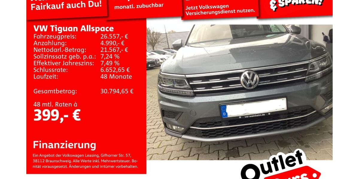 VW Tiguan Allspace 65.469 km 26.291 &euro; Mannheim 68309