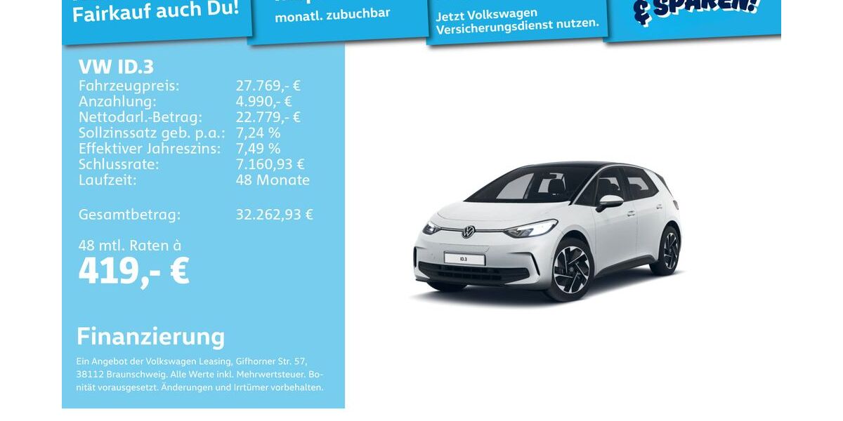 VW ID.3 15.494 km 27.491 &euro; Mannheim 68309